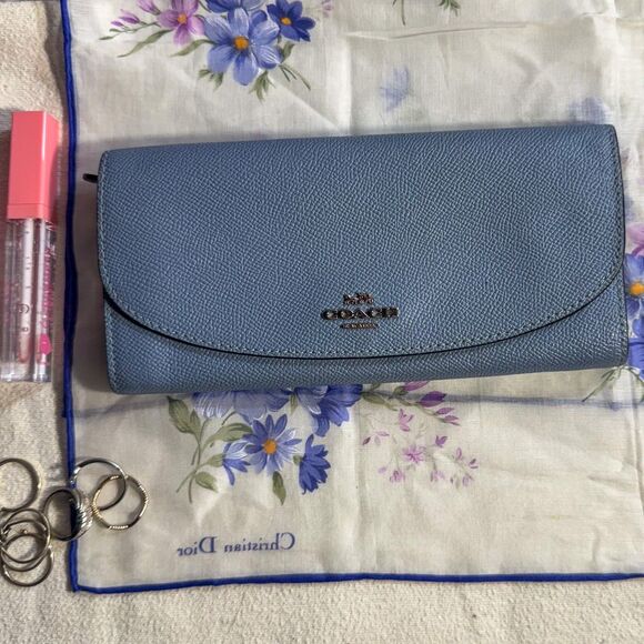 Coach Slim Envelope Wallet – Restored Blue Leather, Sealed, EUC - Picture 1 of 11